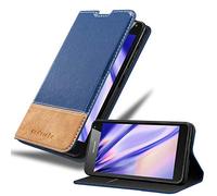 cadorabo Book Case works with Nokia Lumia 650 in DARK BLUE BROWN - with Magnetic Closure, Stand Function and Card Slot - Wallet Etui Cover Pouch PU Leather Flip