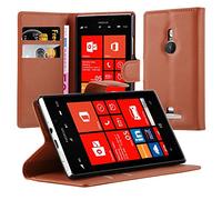 cadorabo Book Case works with Nokia Lumia 925 in SADDLE BROWN - with Magnetic Closure, Stand Function and Card Slot - Wallet Etui Cover Pouch PU Leather Flip