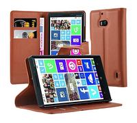 cadorabo Book Case works with Nokia Lumia 929/930 in SADDLE BROWN - with Magnetic Closure, Stand Function and Card Slot - Wallet Etui Cover Pouch PU Leather Flip
