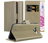 cadorabo Book Case works with Nokia Lumia 950 in CAPPUCCINO BROWN - with Magnetic Closure, Stand Function and Card Slot - Wallet Etui Cover Pouch PU Leather Flip