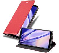 cadorabo Book Case works with OnePlus 5T in APPLE RED - with Magnetic Closure, Stand Function and Card Slot - Wallet Etui Cover Pouch PU Leather Flip