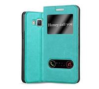cadorabo Book Case works with Samsung Galaxy A3 2015 in MINT TURQUOISE - with Magnetic Closure, 2 Viewing Windows and Stand Function - Wallet Etui Cover Pouch PU Leather Flip