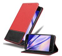 cadorabo Book Case works with Samsung Galaxy J3 2017 in RED BLACK - with Magnetic Closure, Stand Function and Card Slot - Wallet Etui Cover Pouch PU Leather Flip