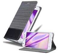 cadorabo Book Case works with Samsung Galaxy J5 2015 in GREY BLACK - with Magnetic Closure, Stand Function and Card Slot - Wallet Etui Cover Pouch PU Leather Flip