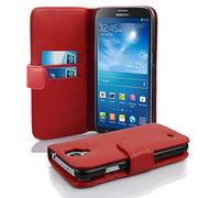 cadorabo Book Case works with Samsung Galaxy MEGA 6.3 in CANDY APPLE RED - with Stand Function and Card Slot made of Structured Faux Leather - Wallet Etui Cover Pouch PU Leather Flip