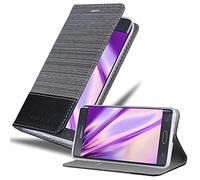 cadorabo Book Case works with Samsung Galaxy NOTE EDGE in GREY BLACK - with Magnetic Closure, Stand Function and Card Slot - Wallet Etui Cover Pouch PU Leather Flip