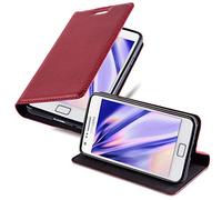 cadorabo Book Case works with Samsung Galaxy S2 / S2 PLUS in APPLE RED - with Magnetic Closure, Stand Function and Card Slot - Wallet Etui Cover Pouch PU Leather Flip