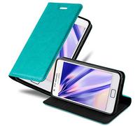 cadorabo Book Case works with Samsung Galaxy S2 / S2 PLUS in PETROL TURQUOISE - with Magnetic Closure, Stand Function and Card Slot - Wallet Etui Cover Pouch PU Leather Flip