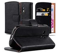cadorabo Book Case works with Samsung Galaxy S3 MINI in GRAPHITE BLACK - with Magnetic Closure, Stand Function and Card Slot - Wallet Etui Cover Pouch PU Leather Flip