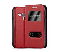 cadorabo Book Case works with Samsung Galaxy S3 MINI in SAFFRON RED - with Magnetic Closure, 2 Viewing Windows and Stand Function - Wallet Etui Cover Pouch PU Leather Flip