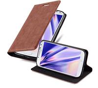 cadorabo Book Case works with Samsung Galaxy S4 MINI in CAPPUCCINO BROWN - with Magnetic Closure, Stand Function and Card Slot - Wallet Etui Cover Pouch PU Leather Flip