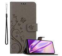 cadorabo Book Case works with Sony Xperia 1 / Xperia XZ4 in FLORAL GREY - Cover in Flower Design with Magnetic Closure, Stand Function and 3 Card Slots - Wallet Etui Pouch PU Leather Flip