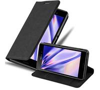 cadorabo Book Case works with Sony Xperia M4 AQUA in NIGHT BLACK - with Magnetic Closure, Stand Function and Card Slot - Wallet Etui Cover Pouch PU Leather Flip