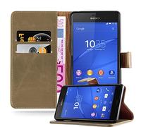 Cadorabo Book Case works with Sony Xperia Z3 in CAPPUCCINO BROWN - with Magnetic Closure, Stand Function and Card Slot - Wallet Etui Cover Pouch PU Leather Flip