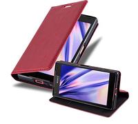 cadorabo Book Case works with Sony Xperia Z5 COMPACT in APPLE RED - with Magnetic Closure, Stand Function and Card Slot - Wallet Etui Cover Pouch PU Leather Flip
