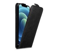 cadorabo Case compatible with Apple iPhone 12 / iPhone 12 PRO in NIGHT BLACK - Flip Style Case with Magnetic Closure - Wallet Etui Cover Pouch PU Leather Flip
