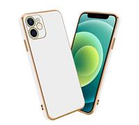 cadorabo Case compatible with Apple iPhone 12 MINI in Glossy White - Gold - Protective cover made of flexible TPU silicone and with camera protection
