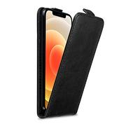 cadorabo Case compatible with Apple iPhone 12 MINI in NIGHT BLACK - Flip Style Case with Magnetic Closure - Wallet Etui Cover Pouch PU Leather Flip