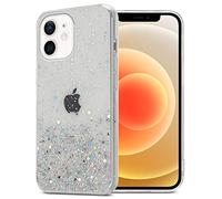 cadorabo Case compatible with Apple iPhone 12 MINI in Transparent with Glitter - Protective TPU silicone cover with sparkling glitter - Ultra Slim Back Cover Case