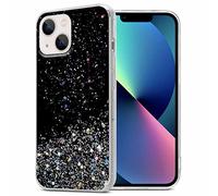cadorabo Case compatible with Apple iPhone 13 MINI in Black with Glitter - Protective TPU silicone cover with sparkling glitter - Ultra Slim Back Cover Case