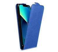 cadorabo Case compatible with Apple iPhone 13 MINI in BRILLIANT BLUE - Flip Style Case made of Smooth Faux Leather - Wallet Etui Cover Pouch PU Leather Flip