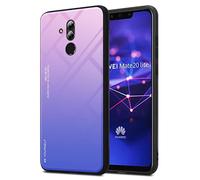 cadorabo Case compatible with Huawei MATE 20 LITE in PINK - BLUE - Two-colour protective cover made of TPU silicone and back made of tempered glass