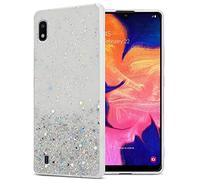 cadorabo Case compatible with Samsung Galaxy A10 / M10 in Transparent with Glitter - Protective TPU silicone cover with sparkling glitter - Ultra Slim Back Cover Case