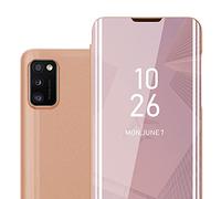 cadorabo Case compatible with Samsung Galaxy A41 in KUNZIT PINK - Clear View Mirror Protective Cover - Ultra Slim Case Cover Etui Pouch with Stand function 360 Degree Protection Book Folding Style
