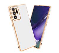 cadorabo Case compatible with Samsung Galaxy NOTE 20 ULTRA in Glossy White - Gold - Protective cover made of flexible TPU silicone and with camera protection