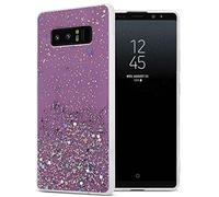 cadorabo Case compatible with Samsung Galaxy NOTE 8 in Purple with Glitter - Protective TPU silicone cover with sparkling glitter - Ultra Slim Back Cover Case