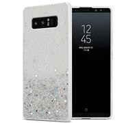 cadorabo Case compatible with Samsung Galaxy NOTE 8 in Transparent with Glitter - Protective TPU silicone cover with sparkling glitter - Ultra Slim Back Cover Case