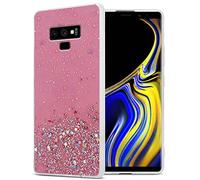 cadorabo Case compatible with Samsung Galaxy NOTE 9 in Pink with Glitter - Protective TPU silicone cover with sparkling glitter - Ultra Slim Back Cover Case