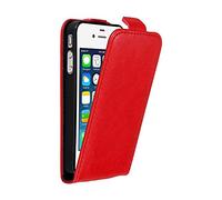 cadorabo Case works with Apple iPhone 4 / iPhone 4S in APPLE RED - Flip Style Case with Magnetic Closure - Wallet Etui Cover Pouch PU Leather Flip
