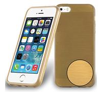 cadorabo Case works with Apple iPhone 5 / iPhone 5S / iPhone SE in GOLD - Shockproof and Scratch Resistant TPU Silicone Cover - Ultra Slim Protective Gel Shell Bumper Back Skin