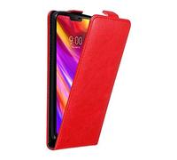 cadorabo Case works with LG G7 ThinQ in APPLE RED - Flip Style Case with Magnetic Closure - Wallet Etui Cover Pouch PU Leather Flip