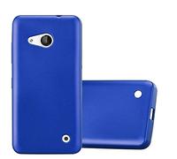 cadorabo Case works with Nokia Lumia 550 in METALLIC BLUE - Shockproof and Scratch Resistant TPU Silicone Cover - Ultra Slim Protective Gel Shell Bumper Back Skin