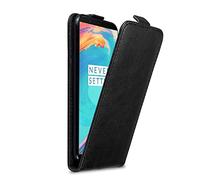 cadorabo Case works with OnePlus 5T in NIGHT BLACK - Flip Style Case with Magnetic Closure - Wallet Etui Cover Pouch PU Leather Flip
