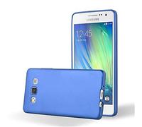 cadorabo Case works with Samsung Galaxy A3 2015 in METALLIC BLUE - Shockproof and Scratch Resistant TPU Silicone Cover - Ultra Slim Protective Gel Shell Bumper Back Skin