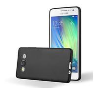 cadorabo Case works with Samsung Galaxy A5 2015 in METALLIC BLACK - Shockproof and Scratch Resistant TPU Silicone Cover - Ultra Slim Protective Gel Shell Bumper Back Skin