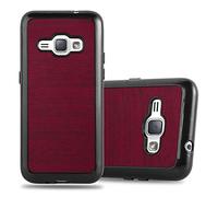 cadorabo Case works with Samsung Galaxy J1 2016 in WOODEN RED - Shockproof and Scratch Resistant TPU Silicone Cover - Ultra Slim Protective Gel Shell Bumper Back Skin