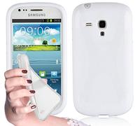 cadorabo Case works with Samsung Galaxy S3 MINI in SNOW WHITE - Shockproof and Scratch Resistant TPU Silicone Cover - Ultra Slim Protective Gel Shell Bumper Back Skin