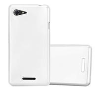 cadorabo Case works with Sony Xperia E3 in METALLIC SILVER - Shockproof and Scratch Resistant TPU Silicone Cover - Ultra Slim Protective Gel Shell Bumper Back Skin