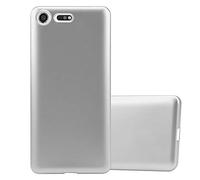 cadorabo Case works with Sony Xperia XZ Premium in METALLIC SILVER - Shockproof and Scratch Resistant TPU Silicone Cover - Ultra Slim Protective Gel Shell Bumper Back Skin