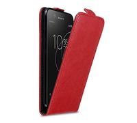 cadorabo Case works with Sony Xperia XZ1 COMPACT in APPLE RED - Flip Style Case with Magnetic Closure - Wallet Etui Cover Pouch PU Leather Flip