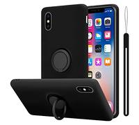 cadorabo cover compatible with Apple iPhone X/XS in LIQUID BLACK - Mobile Phone Case made of flexible TPU Silicone with Ring - Silicone Cover Protective Ultra Slim Soft Back Case Bumper