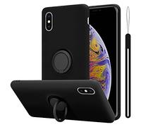cadorabo cover compatible with Apple iPhone XS MAX in LIQUID BLACK - Mobile Phone Case made of flexible TPU Silicone with Ring - Silicone Cover Protective Ultra Slim Soft Back Case Bumper