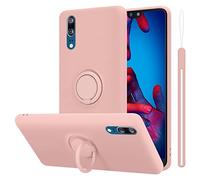cadorabo cover compatible with Huawei P20 in LIQUID PINK - Mobile Phone Case made of flexible TPU Silicone with Ring - Silicone Cover Protective Ultra Slim Soft Back Case Bumper