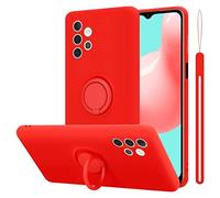 cadorabo cover compatible with Samsung Galaxy A32 5G in LIQUID RED - Mobile Phone Case made of flexible TPU Silicone with Ring - Silicone Cover Protective Ultra Slim Soft Back Case Bumper