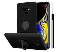 cadorabo cover compatible with Samsung Galaxy NOTE 9 in LIQUID BLACK - Mobile Phone Case made of flexible TPU Silicone with Ring - Silicone Cover Protective Ultra Slim Soft Back Case Bumper