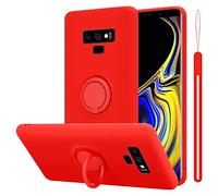 cadorabo cover compatible with Samsung Galaxy NOTE 9 in LIQUID RED - Mobile Phone Case made of flexible TPU Silicone with Ring - Silicone Cover Protective Ultra Slim Soft Back Case Bumper